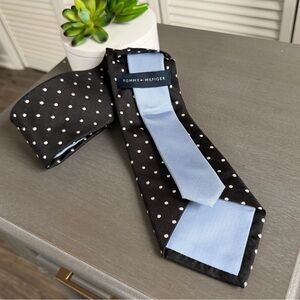 Tommy Hilfiger Black Polka Dot Silk Neck Tie